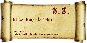 Witz Boglárka névjegykártya