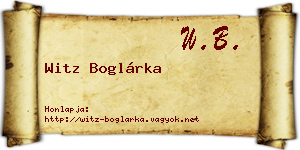 Witz Boglárka névjegykártya